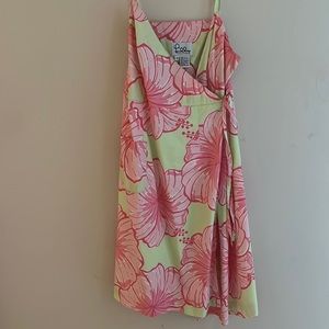 lilly pulitzer dress, green with pink flowers, size 8